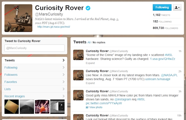 Funny social media brands Nasas Curiosity Rover Twitter