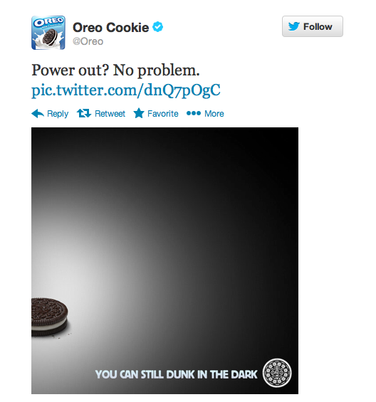 Oreo social media Super Bowl tweet